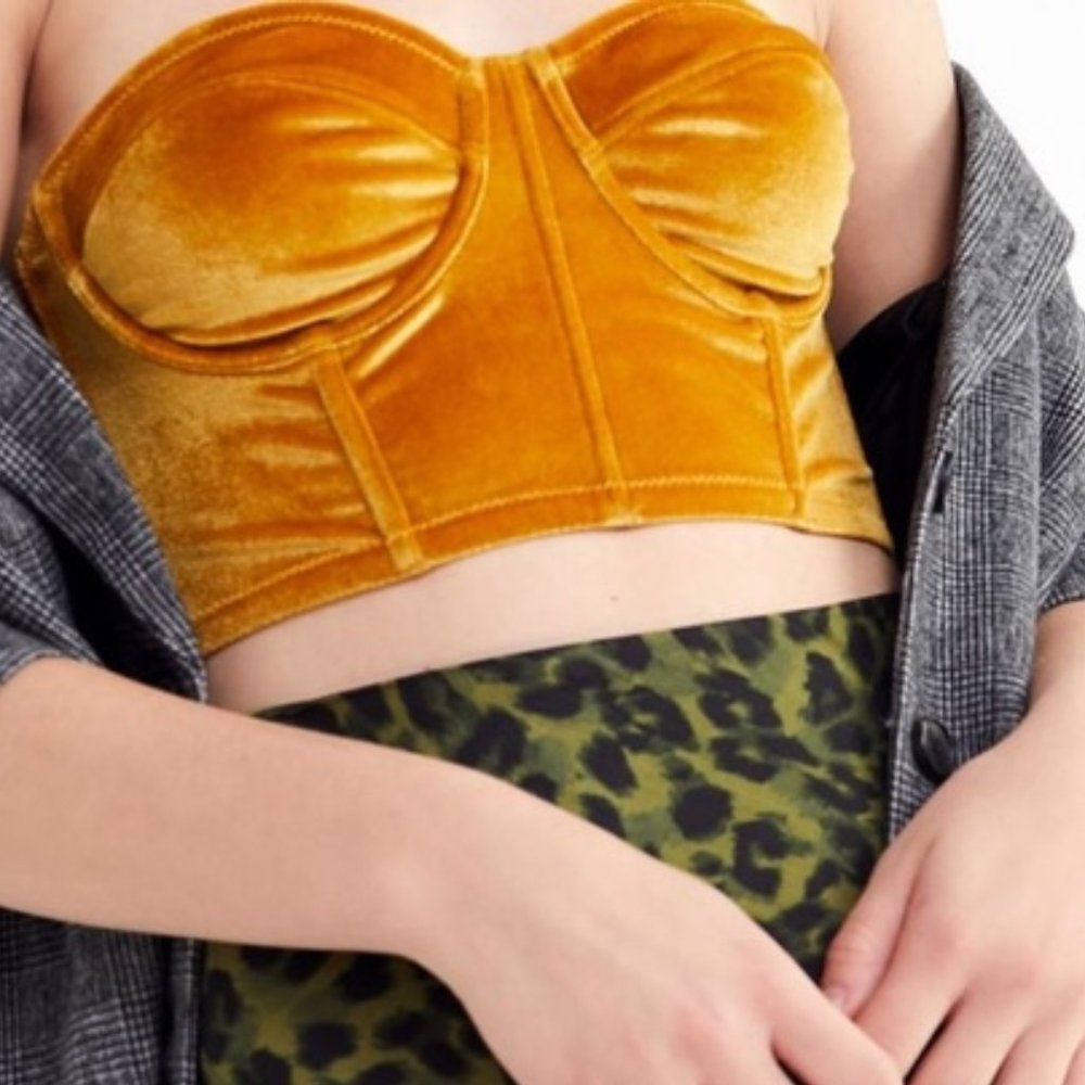 UO Out from Under Gold Velvet Bustier Crop Top